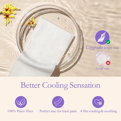 GROWNSY herbal cooling pad liners, 100% plant fiber, larger size for maxi pads, 4 hours cooling & soothing postpartum relief.