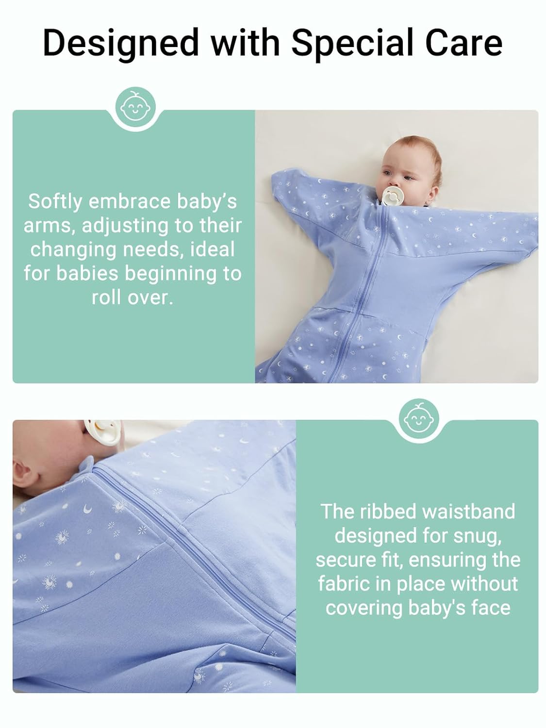 Baby Swaddle Sack, 3-6 Months, Starfish Design