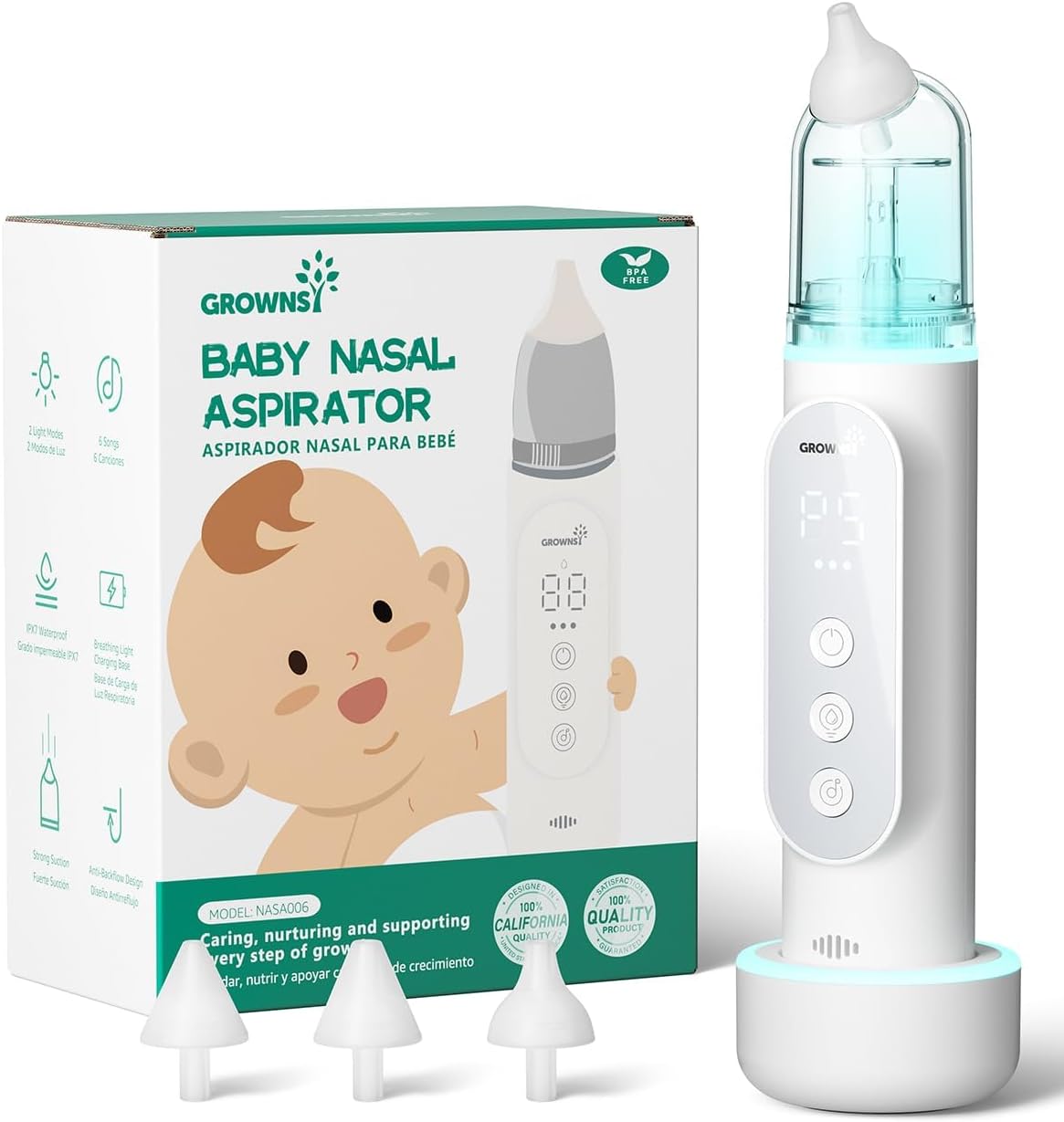 5-Level Electric Baby Nasal Aspirator with Auto-Clean & Music-Light