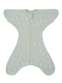 Grownsy pale green cotton baby swaddle sack with starfish design, zippered front. Transitional sleep sack for easy diaper changes.