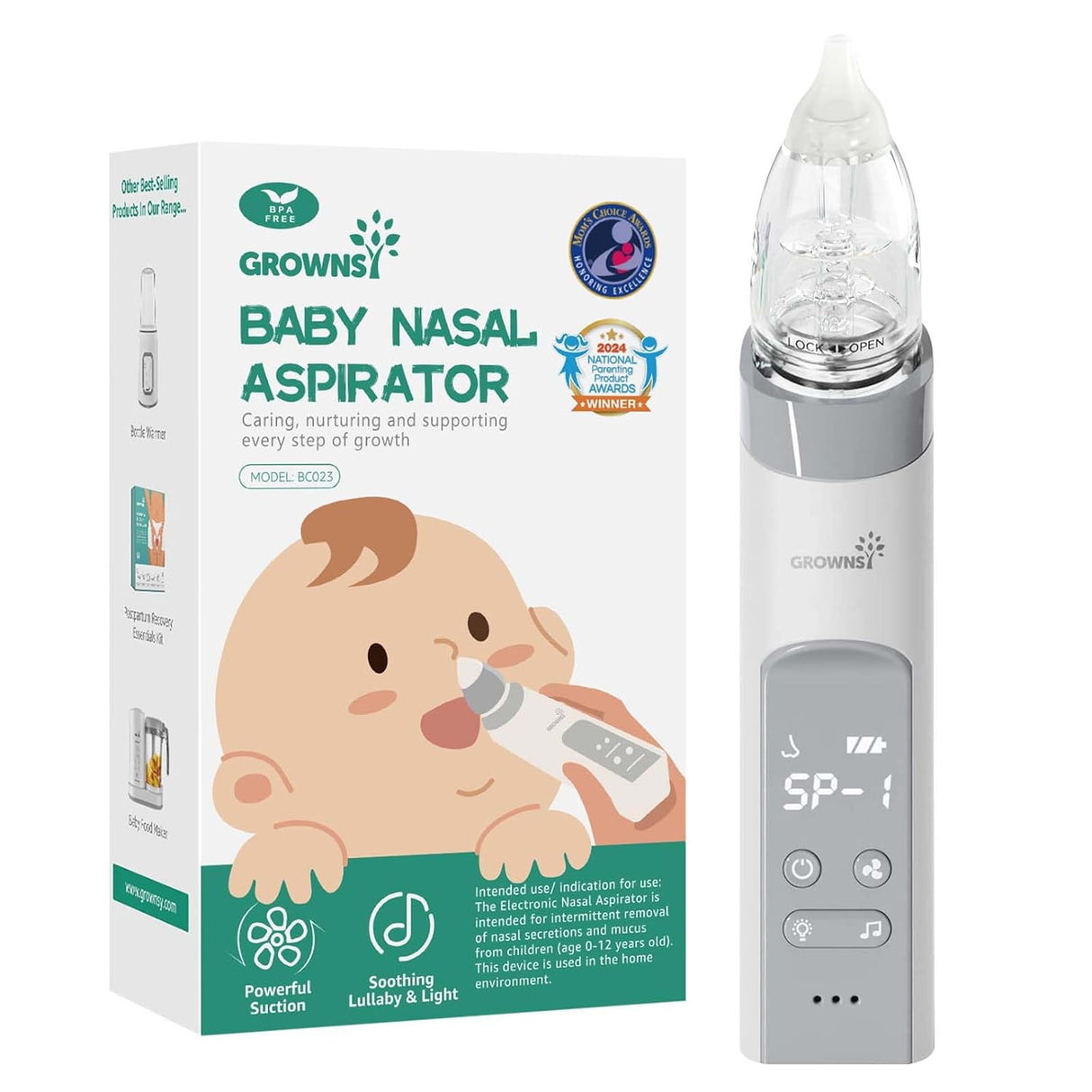 Grownsy SniffEase OG Adjustable Suction Nasal Aspirator