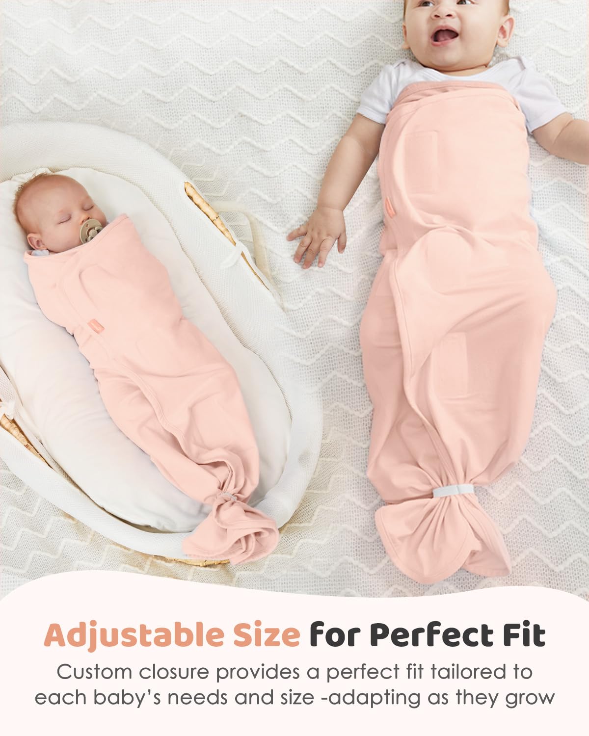 Baby Swaddle Sack,Newborn to 6 Months, Pink Cotton