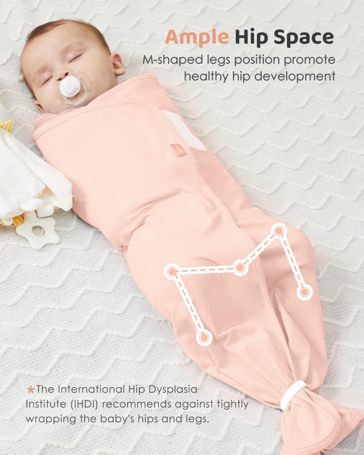 Baby Swaddle Sack,Newborn to 6 Months, Pink Cotton