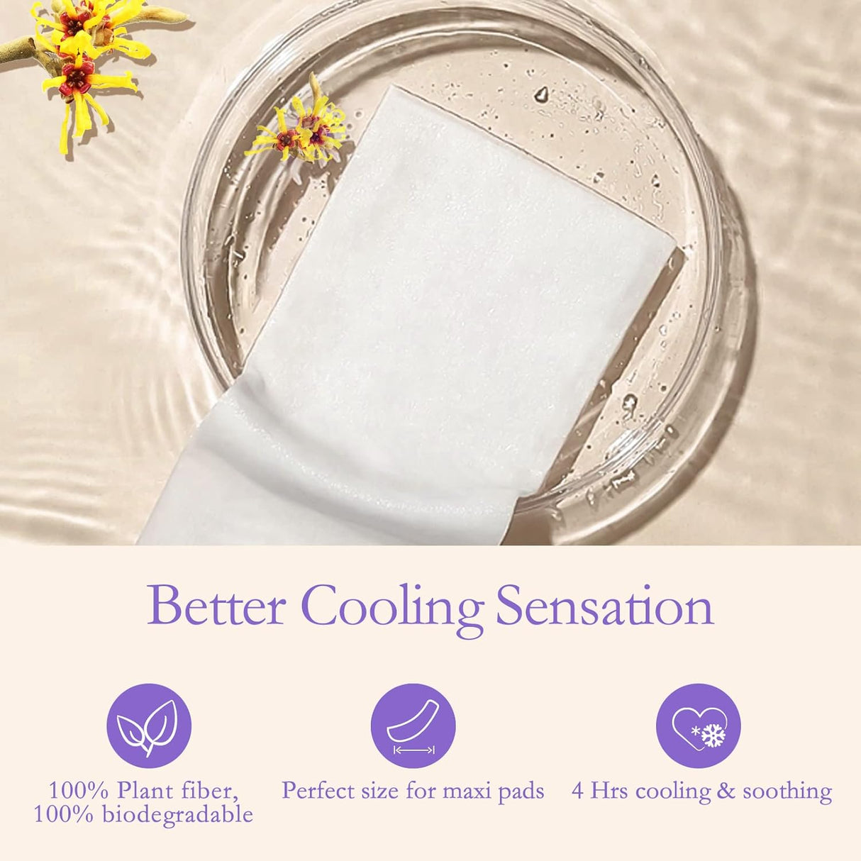 GROWNSY Cooling Pads: 100% plant fiber, biodegradable pads for 4 hrs cooling & soothing postpartum relief.
