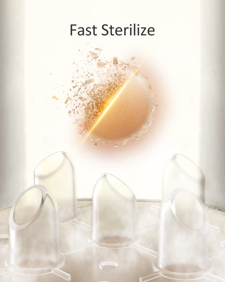 GROWNSY bottle sterilizer fast steam sterilization process visualization.