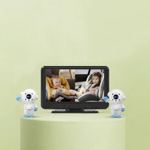 Baby Car Monitor Dual Camera Backseat Mirror with Infrared Night Vision for Two Kids
