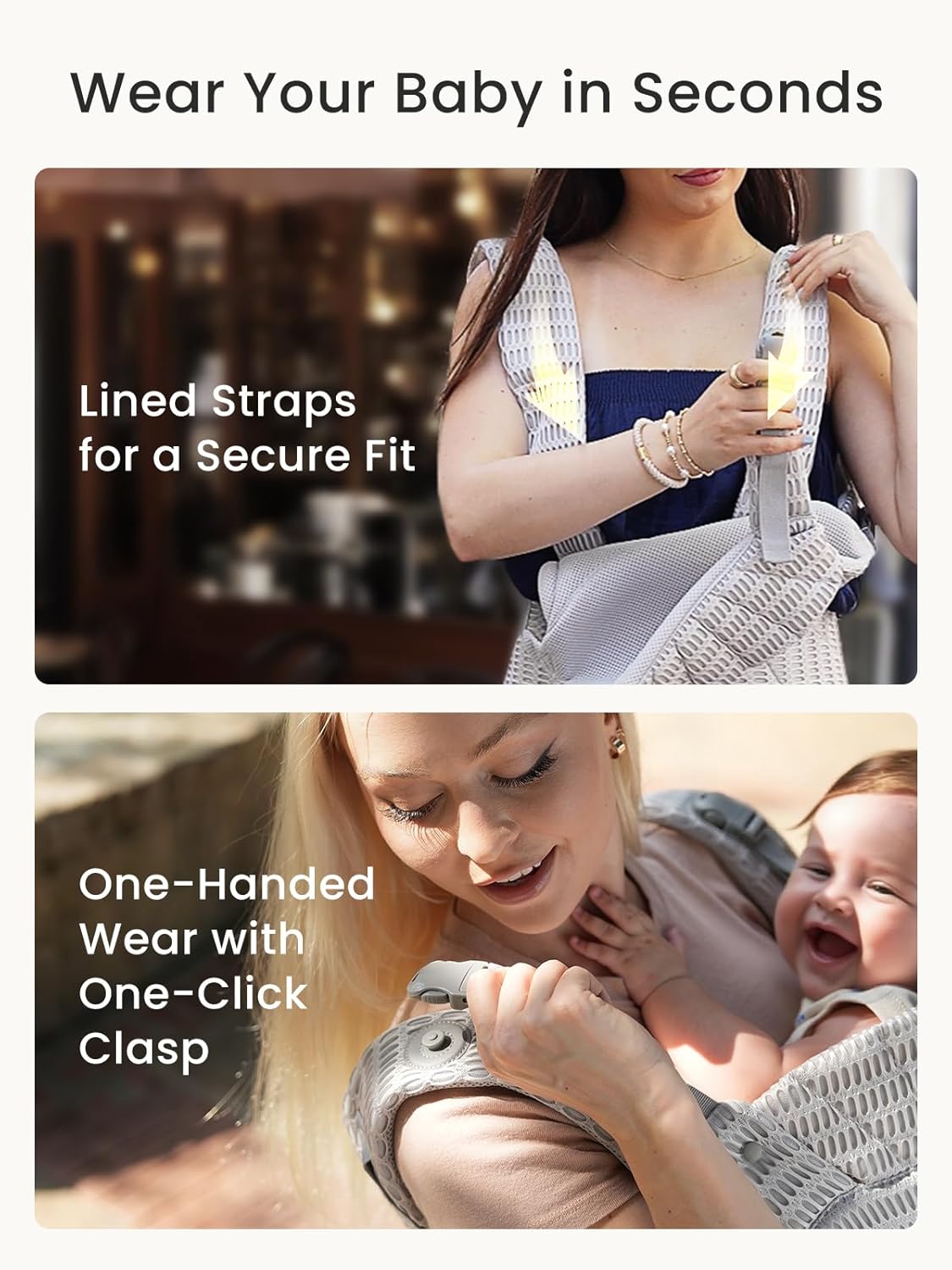 Breathable Baby Carrier for Newborn to Toddler (7–44lbs)