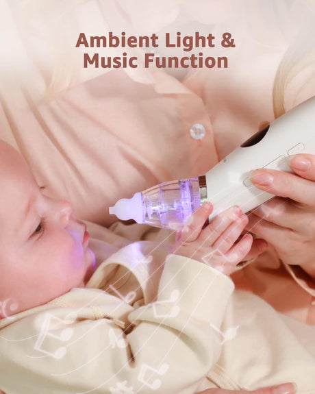 GROWNSY infant nasal aspirator with light and music function for baby comfort.