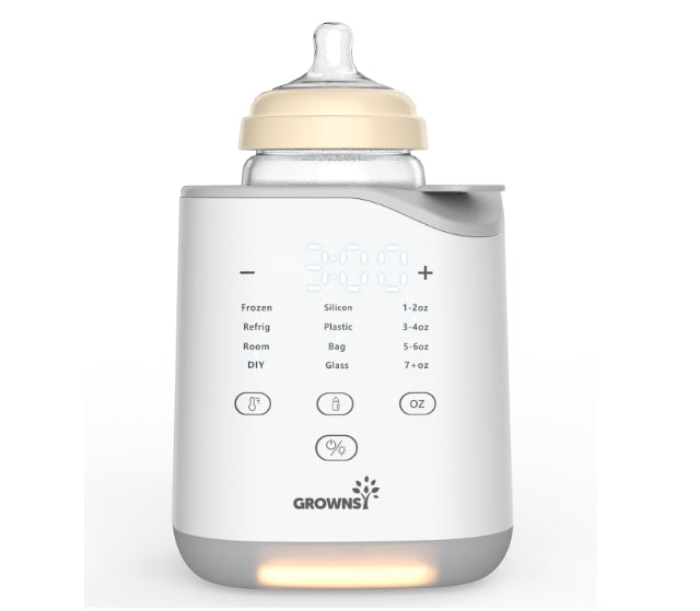 GROWNSY fast baby bottle warmer with digital display, DIY mode, and night light for easy, quick feedings.
