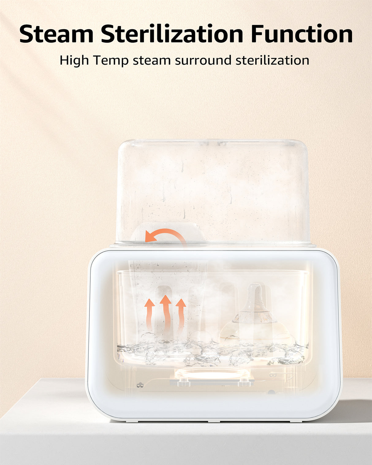 8-in-1 baby bottle warmer steam sterilizing bottles and nipples for clean feeding.