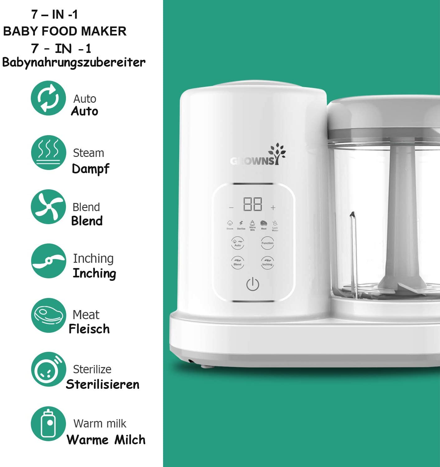 Grownsy 7-in-1 healthy baby food supplement machine is grandly recommended