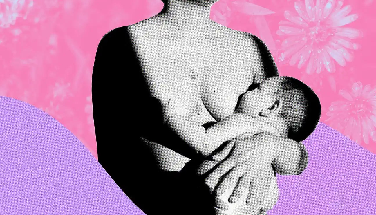 Parent nursing a baby during induced lactation