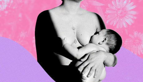 Parent nursing a baby during induced lactation