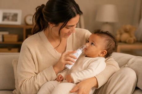 mother using nasal aspirator