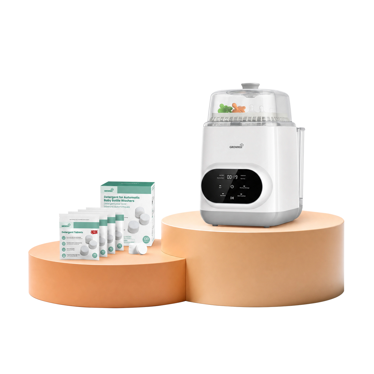 Grownsy 4-in-1 EaseClean Feeding Bottle Washer Pro + NEW Bottle Washer Detergent