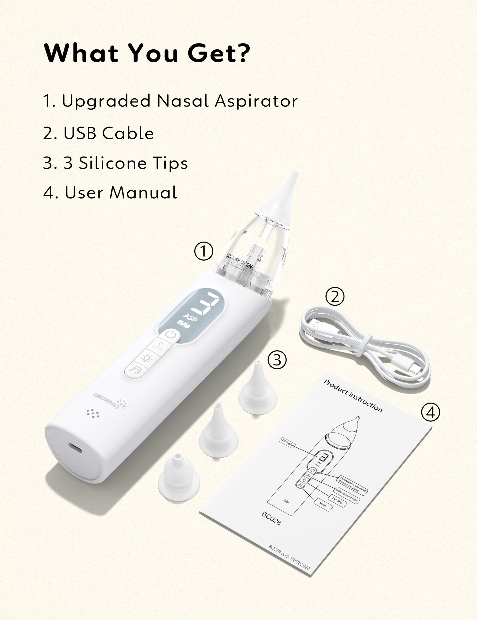GROWNSY Nasal Aspirator for Baby, Electric Nose Aspirator for Toddler, Baby  Nose Sucker, Automatic Nose Cleaner with 3 Silicone Tips, Adjustable