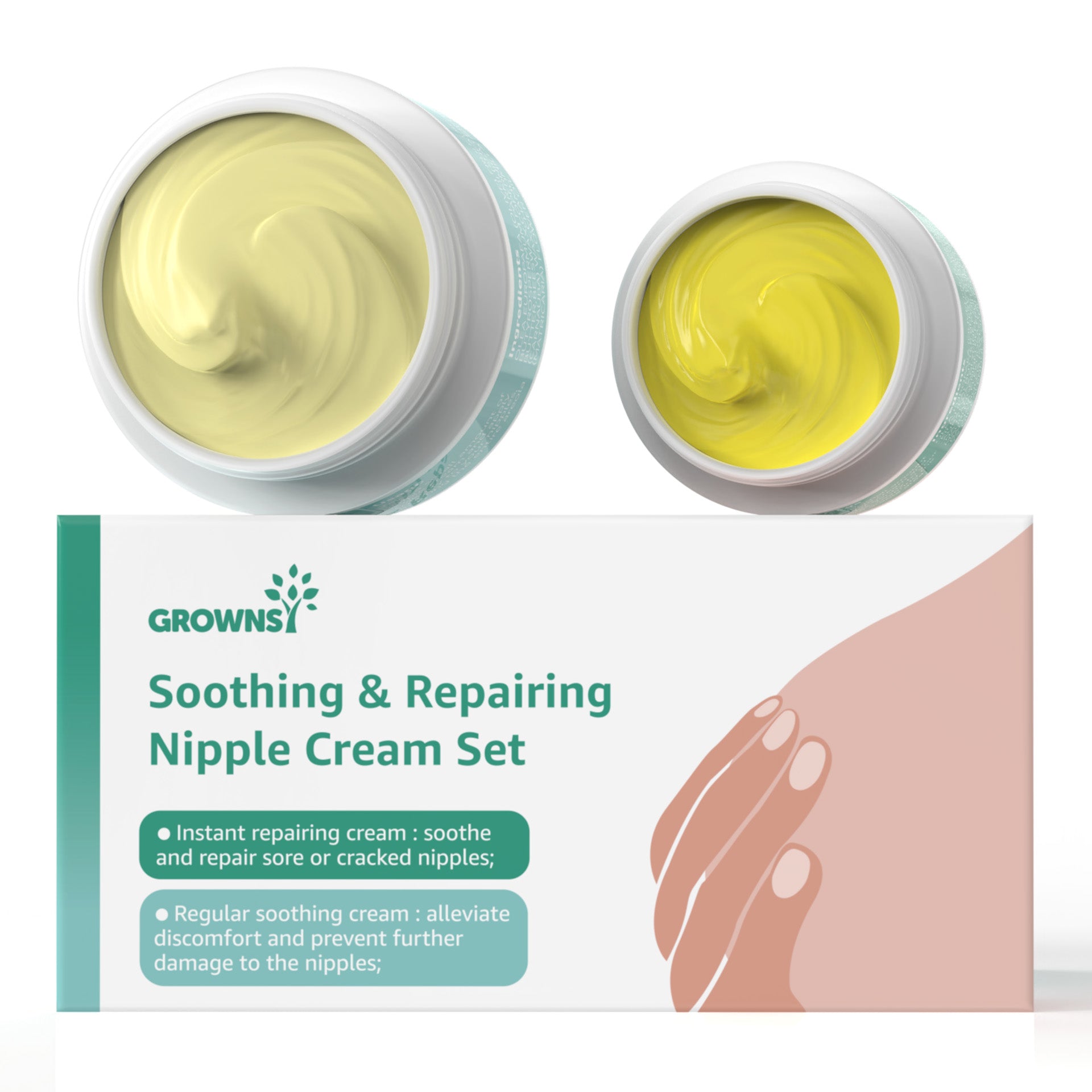 GROWNSY Organic Daily Soothing & Instant Repairing Nipple Cream Set
