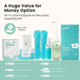 15pc Postpartum Essentials Recovery Kit | Postpartum Kit for Women | Includes 5 Postpartum Pads, 5 Disposable Underwear, 2 Ice Packs, Peri Bottle, Perineal Spray & 28 Cooling Pad Liners