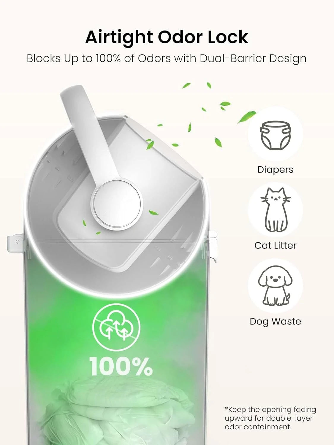 GROWNSY Baby Diaper Pail, Odor Locking, No Special Bag Required