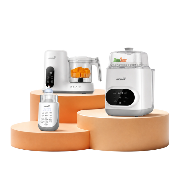 Grownsy NutriChef Baby Food Maker + 4-in-1 Feeding Bottle Washer Pro + 10-in-1 Fast Baby Bottle Warmer