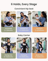 Grownsy 3D Knit Baby Carrier with Hipseat, Ultra Breathable, Flexible Fit, Safety Certified, Plus Size Friendly, Ideal for Comfortable Baby Wearing, Newborn to Toddler 7-50lbs