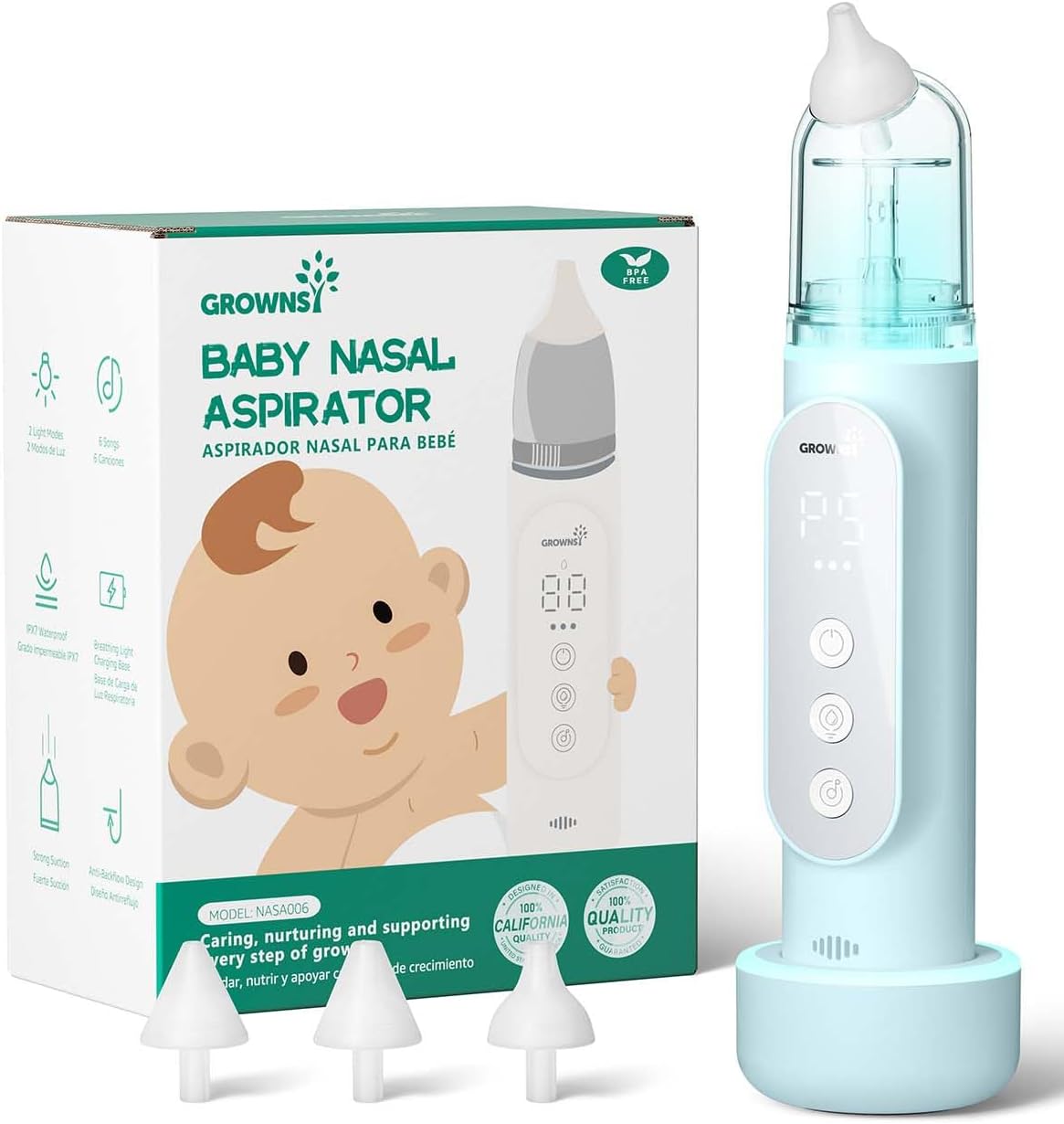 5-Level Electric Baby Nasal Aspirator with Auto-Clean & Music-Light