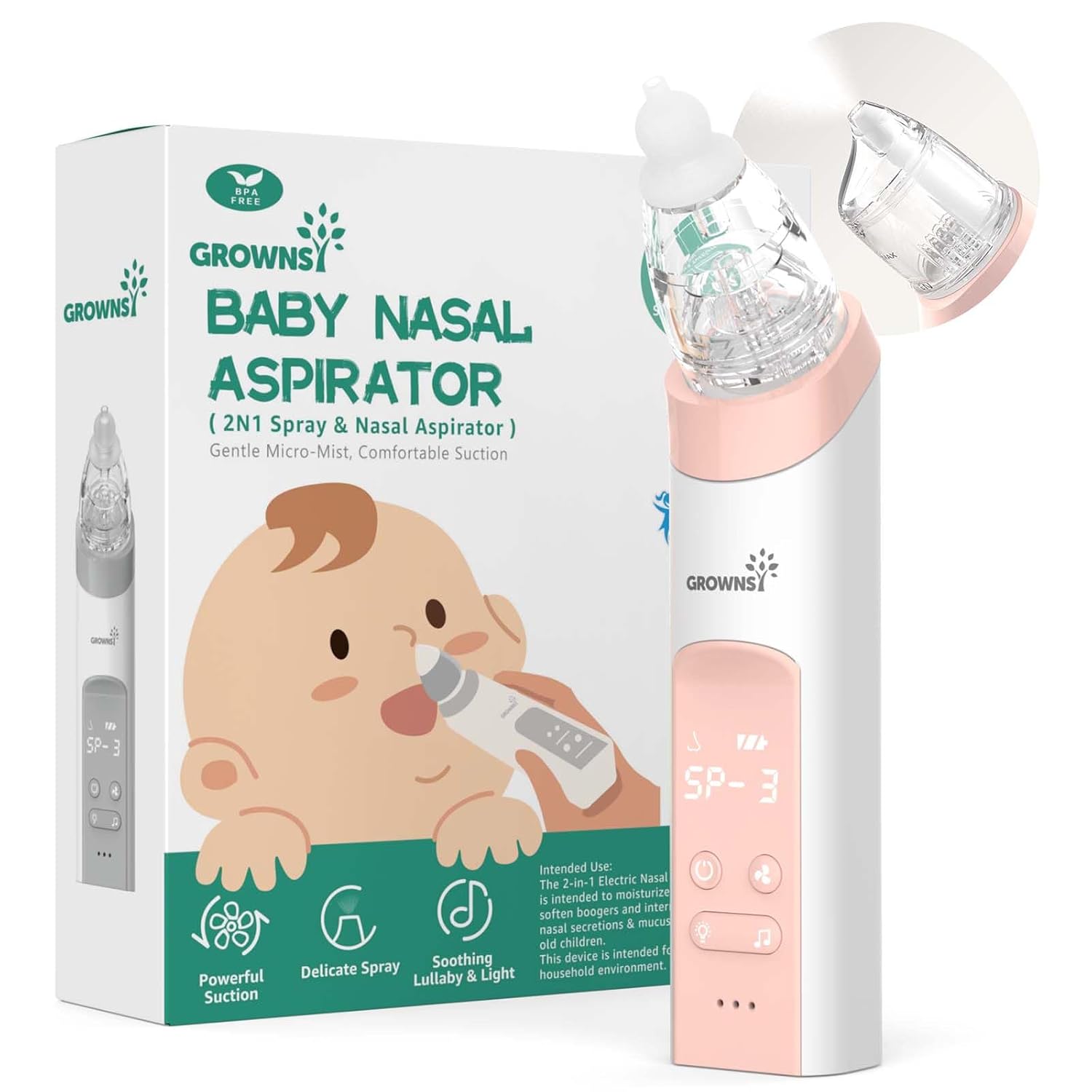 Grownsy SniffEase OG Adjustable Suction Nasal Aspirator