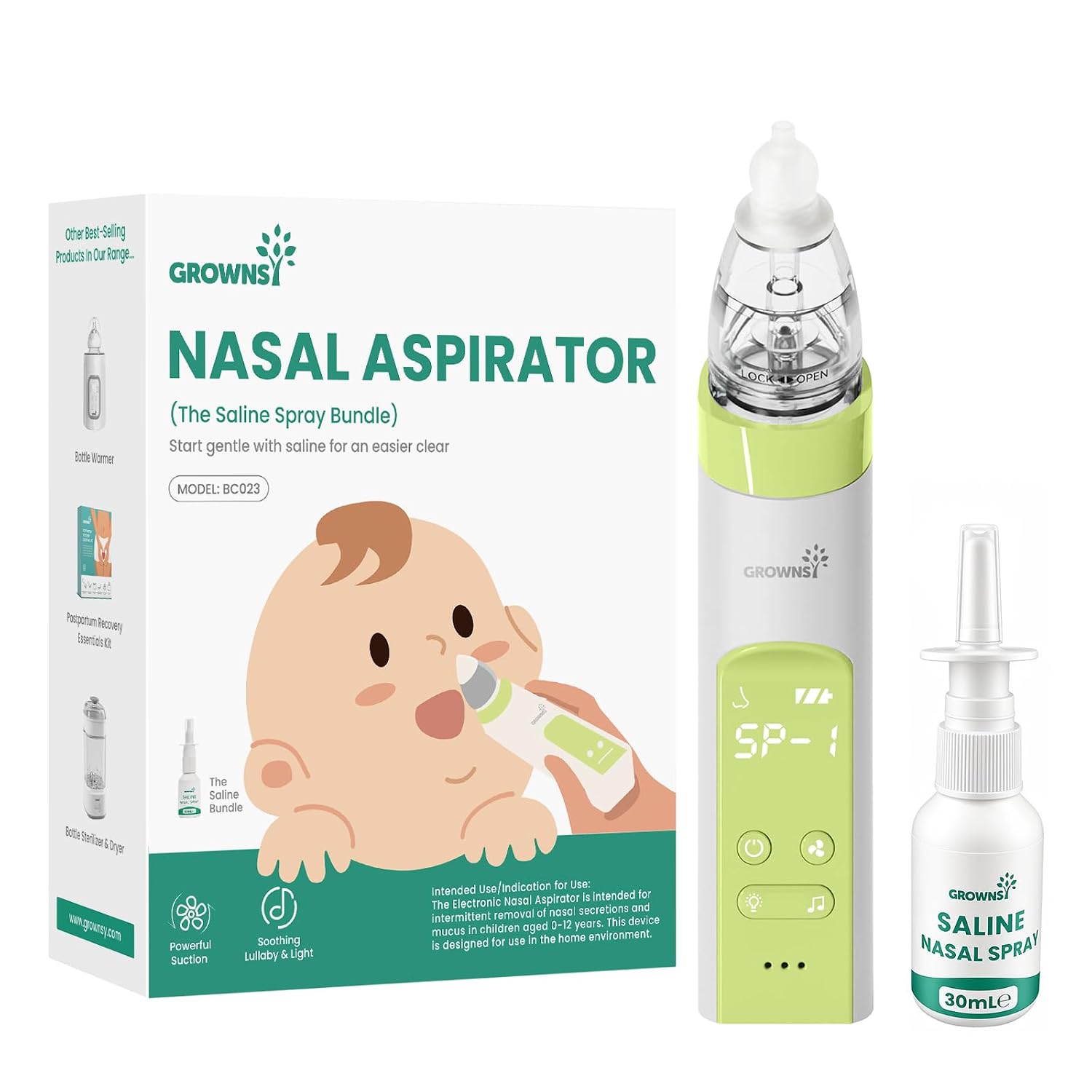Grownsy SniffEase OG Adjustable Suction Nasal Aspirator