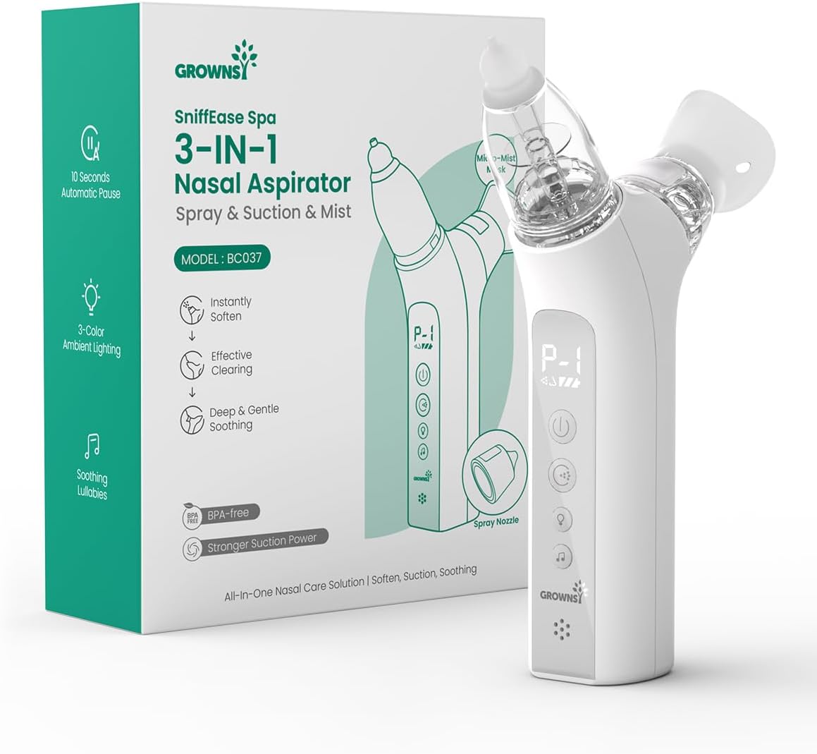 Grownsy SniffEase Spa 3 in 1  Spray, Suction and Micro-Mist Nasal Aspirator