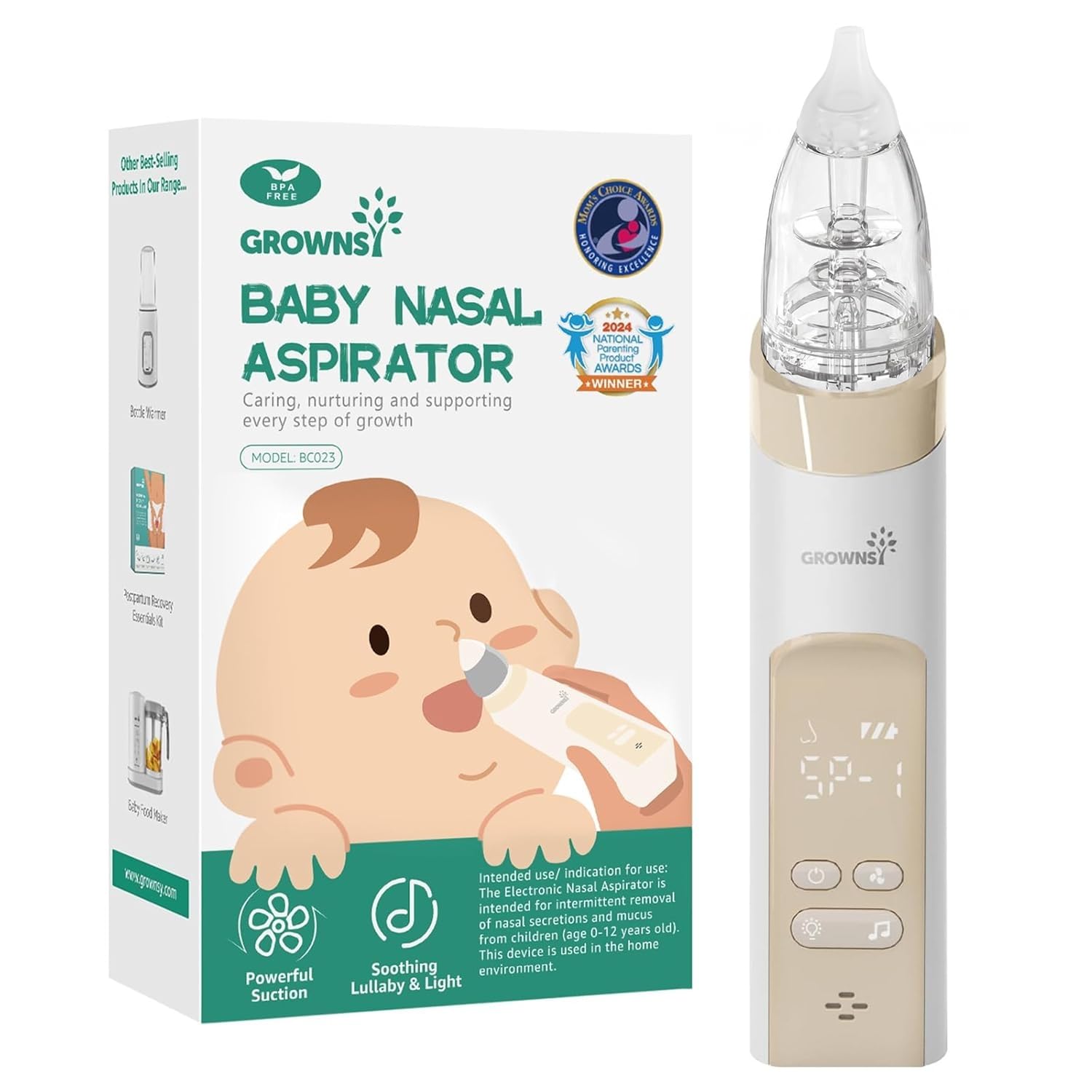 Grownsy SniffEase OG Adjustable Suction Nasal Aspirator