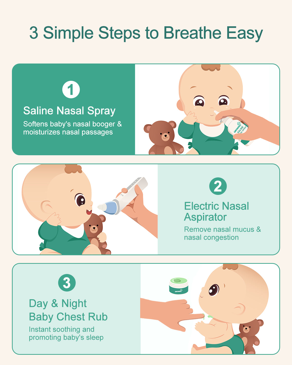 GROWNSY Baby Saline Nasal Spray 2 PCS