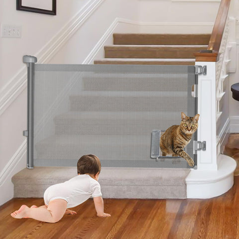 GROWNSY Retractable Baby Gates with Cat Door