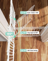 Grownsy Baby Gate for Stairs- No Bottom Bar, Adjustable Width One-Hand Operation