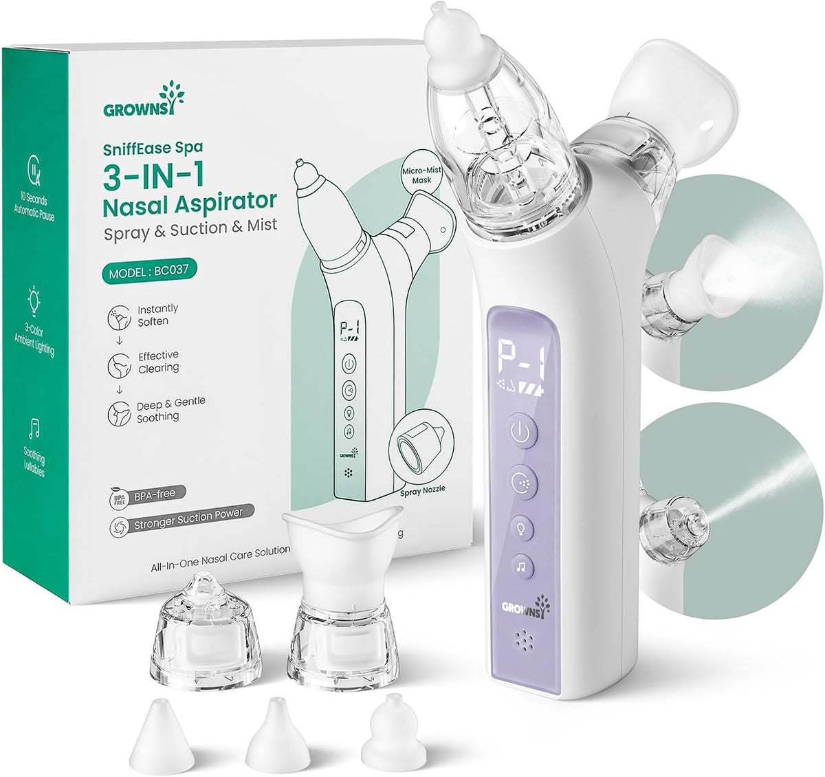 SniffEase Spa 3-in-1 Electric Nose Sucker with Spray and Micro-Mist