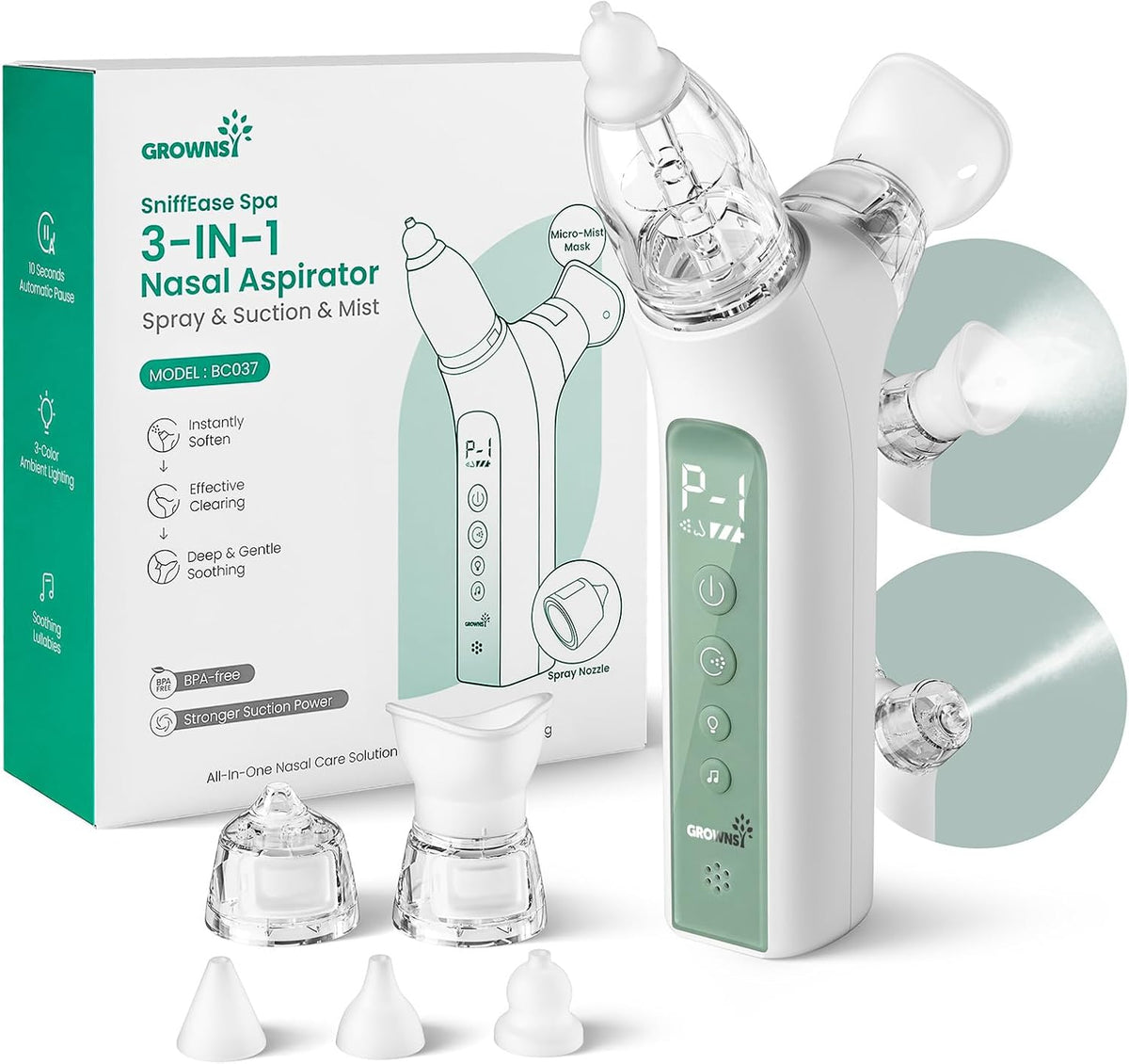 SniffEase Spa 3-in-1 Electric Nose Sucker with Spray and Micro-Mist