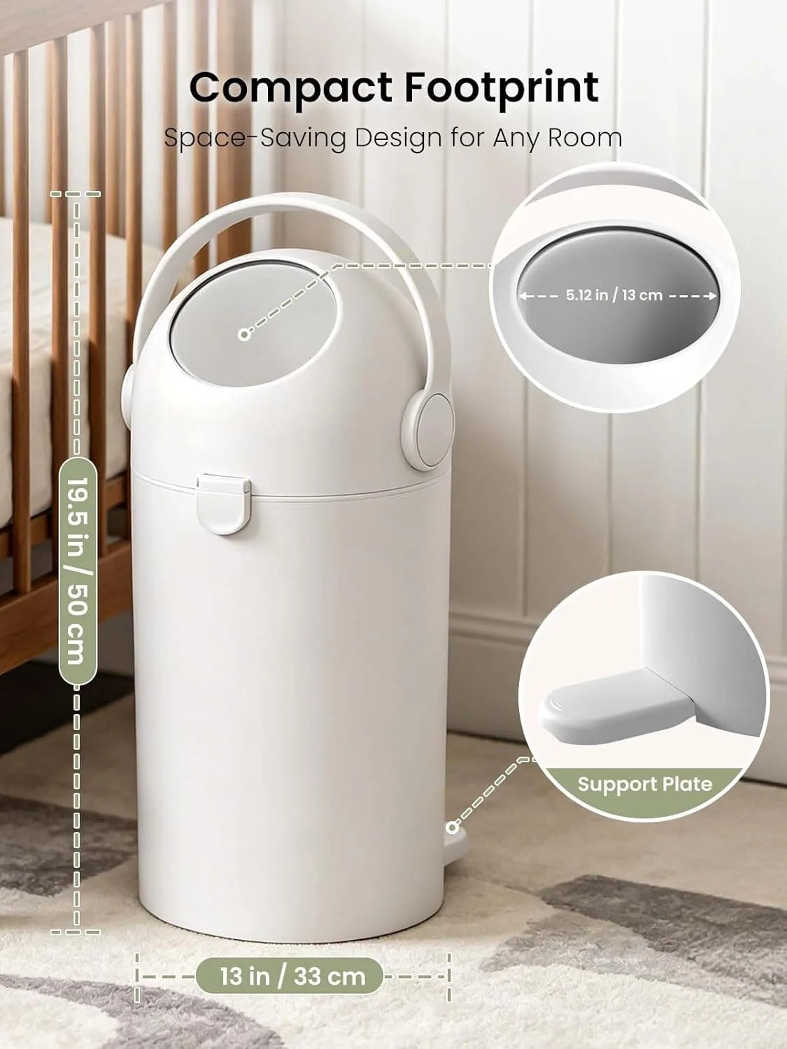 GROWNSY Baby Diaper Pail, Odor Locking, No Special Bag Required