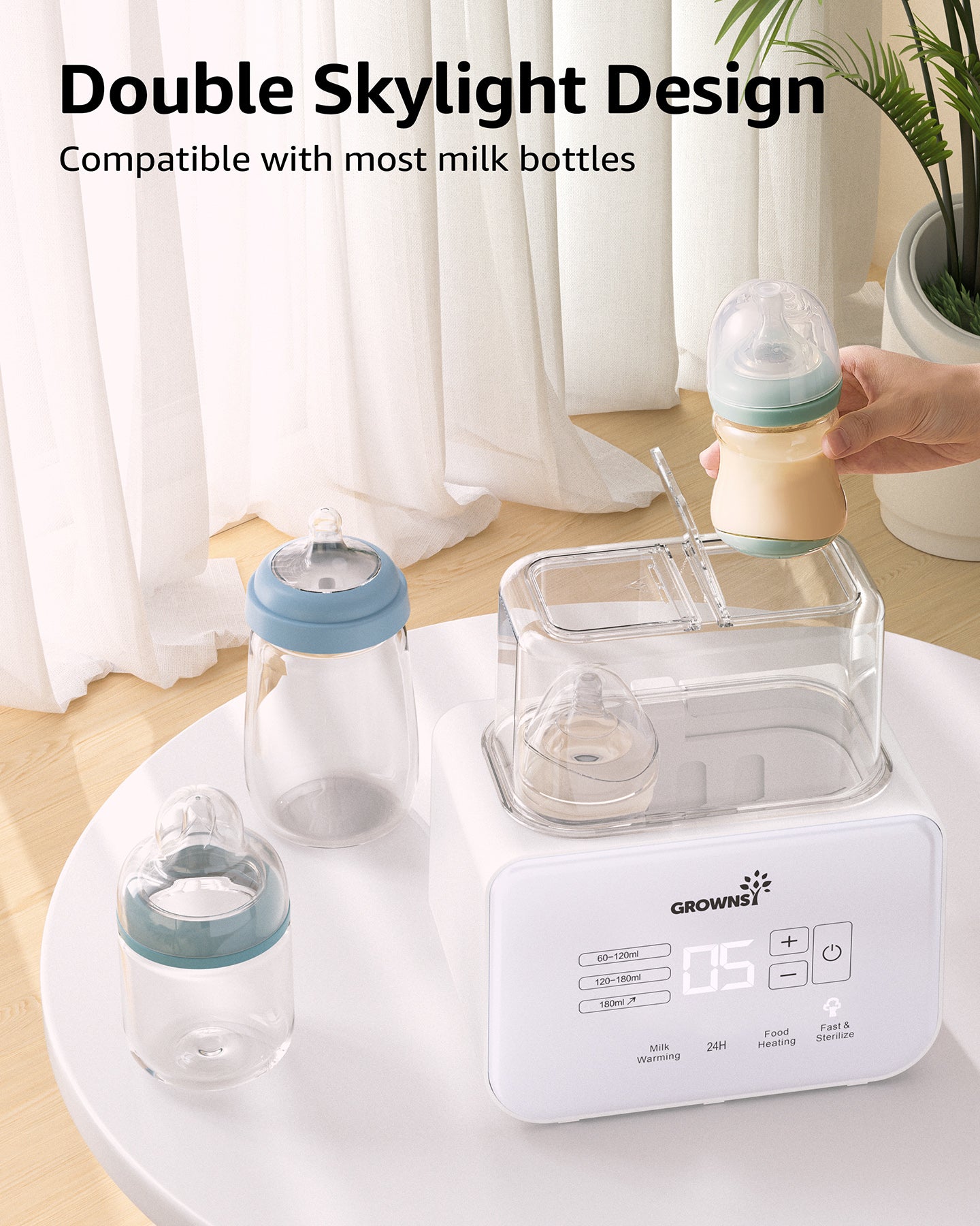 Baby Bottle Warmer, 8-in-1 Fast Milk Warmer with Timer Breastmilk or  Formula, Fits 4 Bottles, Accurate Temperature Control, with Defrost