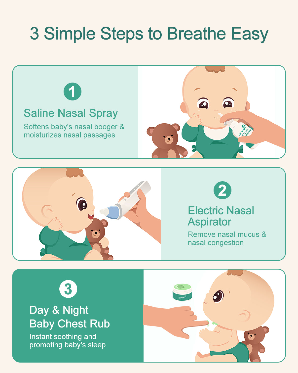GROWNSY Baby Chest Rub, Daytime & Nighttime 2 Pack