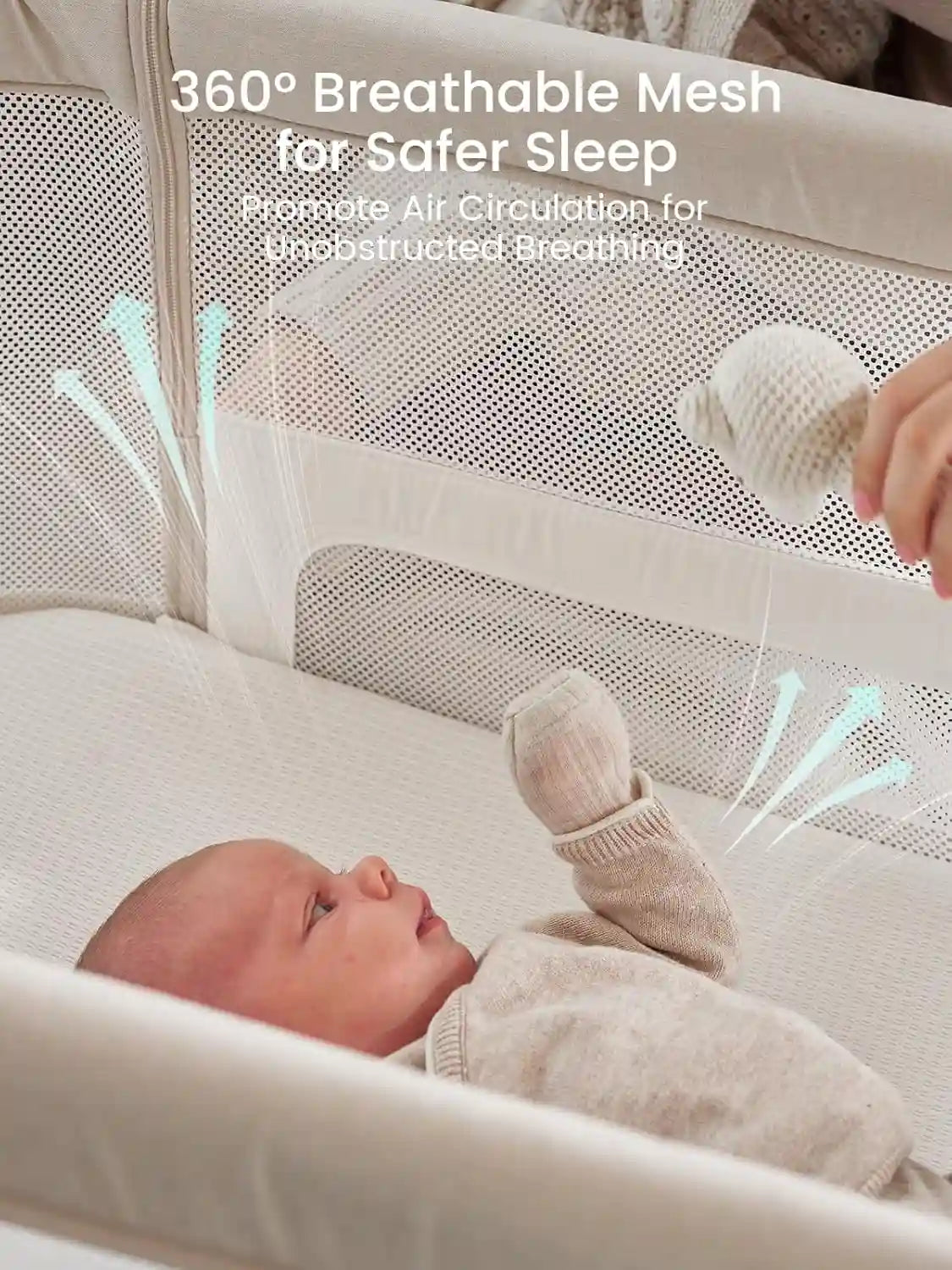 5-in-1 Rocking Bedside Bassinet with Adjustable Height Bedside Crib