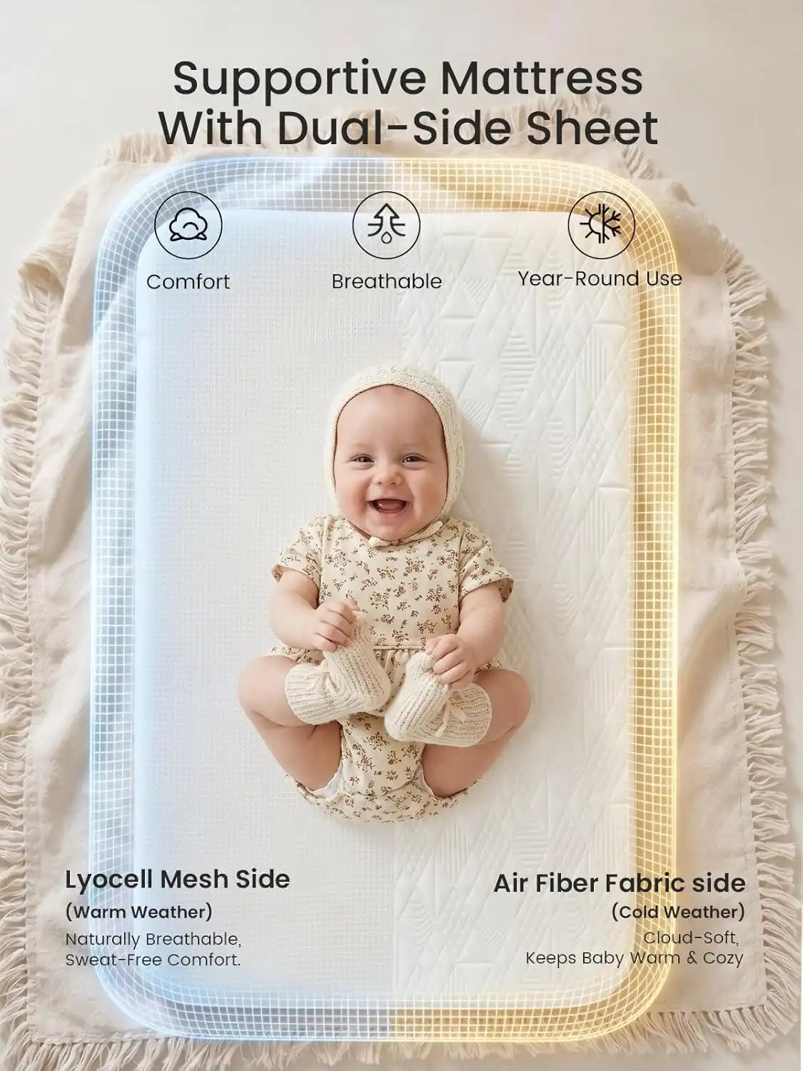 5-in-1 Rocking Bedside Bassinet with Adjustable Height Bedside Crib