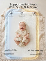 GROWNSY 5-in-1 Baby Bassinet Bedside Sleeper with Gentle Rocking Mode, 6 Adjustable Heights, Full Breathable Mesh, Convertible to Portable Crib, Bassinets with Mattress & Wheels, Beige
