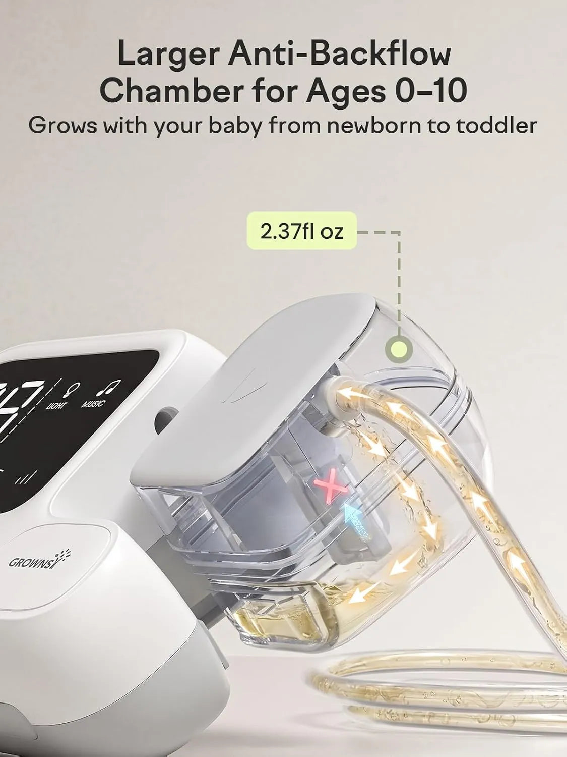 Grownsy Electric Nasal Aspirator for Baby, Baby Nose Sucker with Hospital-Grade Suction, One-Touch Boost Mode, Large 70ml Collection Chamber, Smart Soothing System with 18 Sounds & 4-Mode Light