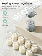 Grownsy Portable Bottle Warmer for Travel – Fast, Rechargeable & Leak-Proof Baby Milk Heater