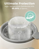 Parent's Choice Bottle Warmer with Timer with ultimate protection. High-temperature disinfection kills 99.99% of germs.