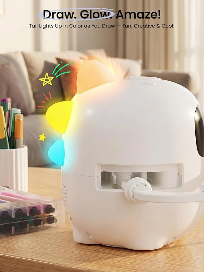 Grownsy Smart Drawing Robot for Kids, Light & Voice Guidance Education Toy with Scan, Doodle Bot with 150 Word Cards & 12 Color Pens, Montessori Painting Learning Toys for Kids Ages 3–8, Birthday Gift