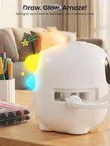 Grownsy Smart Drawing Robot for Kids, Light & Voice Guidance Education Toy with Scan, Doodle Bot with 150 Word Cards & 12 Color Pens, Montessori Painting Learning Toys for Kids Ages 3–8, Birthday Gift