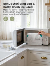 Grownsy Bottle Sterilizer and Dryer, 6 Bottles Capacity, Space Saving Nesting Design Bottle Sanitizer Esterilizador de Biberones for All Size Bottles & Breast Pump Accessories, Travel Set Included