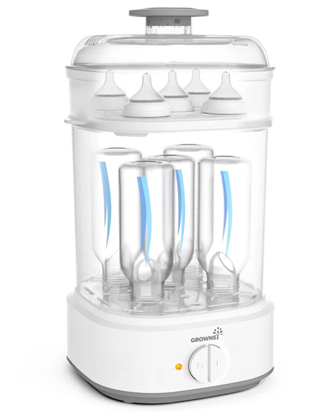 Grownsy Baby Bottle Steam Sterilizer with Timer for Baby Bottles, Pacifiers, Pump Part,Toys White