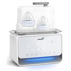 12-in-1 fast baby bottle warmer with digital display, warming two bottles for formula or breastmilk.