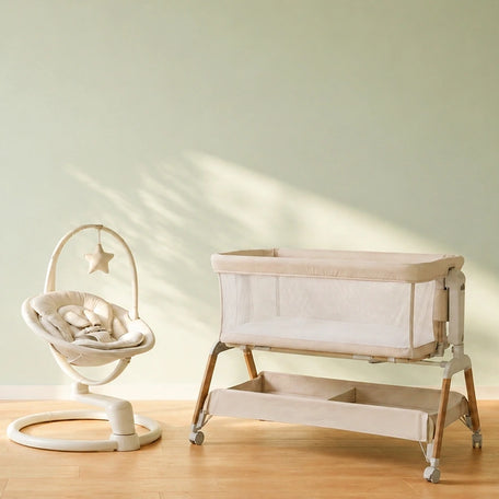 Baby Swing Rocker & Bedside Bassinet Bundle – Newborn Sleep Set
